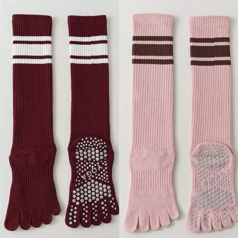 Crystorax | Five-Toe Yoga Socks for Women with Long Calf Length