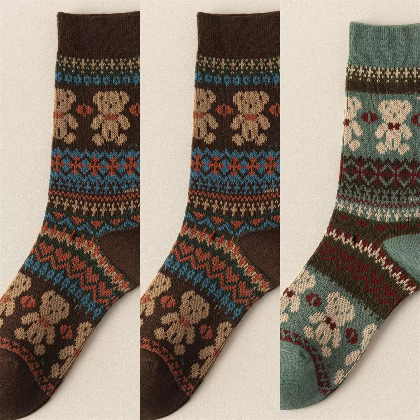 Crystorax | Thick Cotton Mid-Calf Socks with Double-Knit Pile for Women