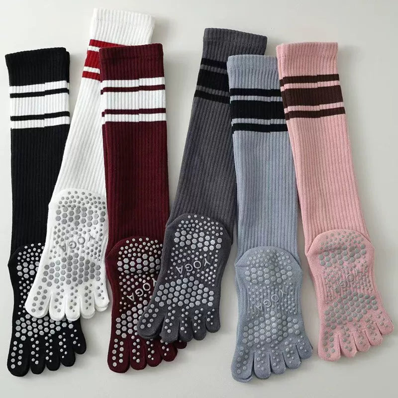 Crystorax | Five-Toe Yoga Socks for Women with Long Calf Length