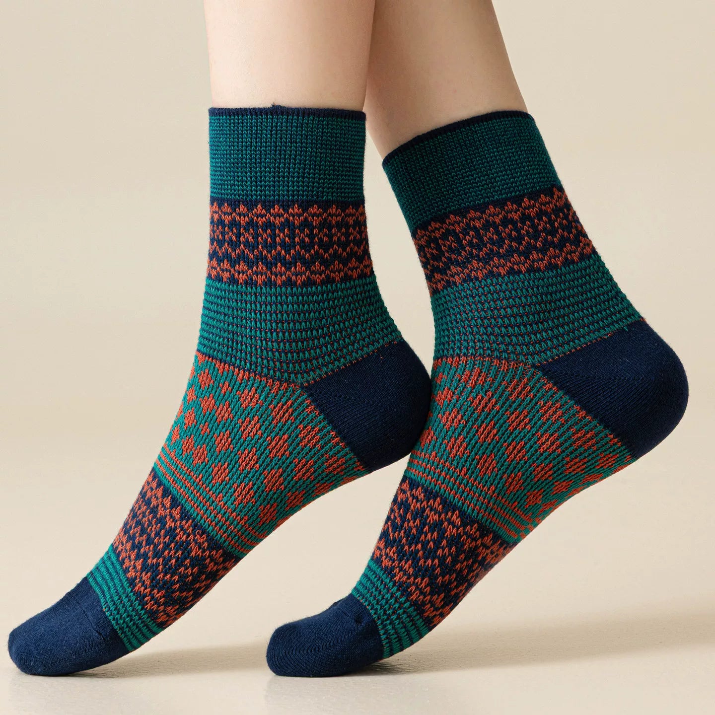 Crystorax | Cotton Mid-Calf Pile Socks for Women in Cool Weather