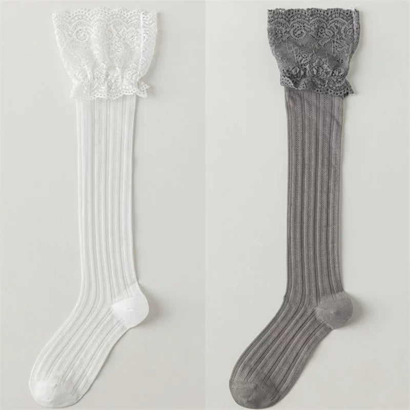 Crystorax | Women’s Lace Calf Socks with Lightweight Cotton Knit