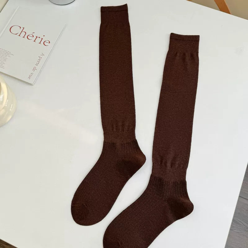 Crystorax | Solid Color Knee-Length Socks for Women with Relaxed Fit