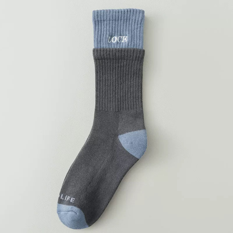 Crystorax | Layered Cotton Mid-Calf Socks with Soft Ruffle Trim for Women