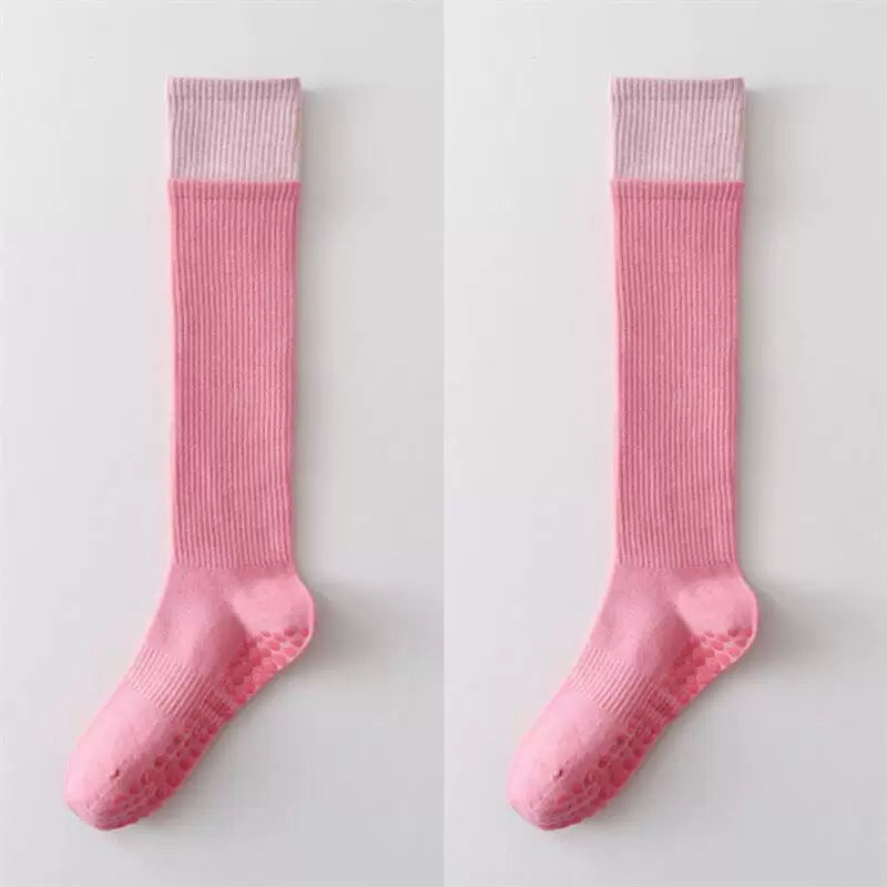 Crystorax | Long Tube Non-Slip Yoga Socks for Women, Double-Cuff Mid-Calf Socks for Pilates and Indoor Fitness