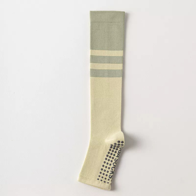 Crystorax | Open-Toe Non-Slip Yoga Mid-Calf Socks for Women, Pilates and Fitness Socks for Spring and Autumn