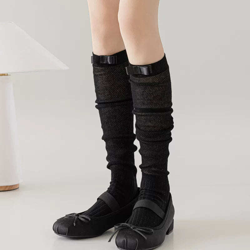Crystorax | Women’s Ballet Bow Calf Socks with Lightweight Cotton Knit