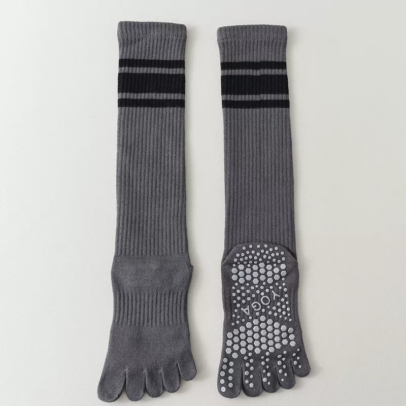 Crystorax | Five-Toe Yoga Socks for Women with Long Calf Length